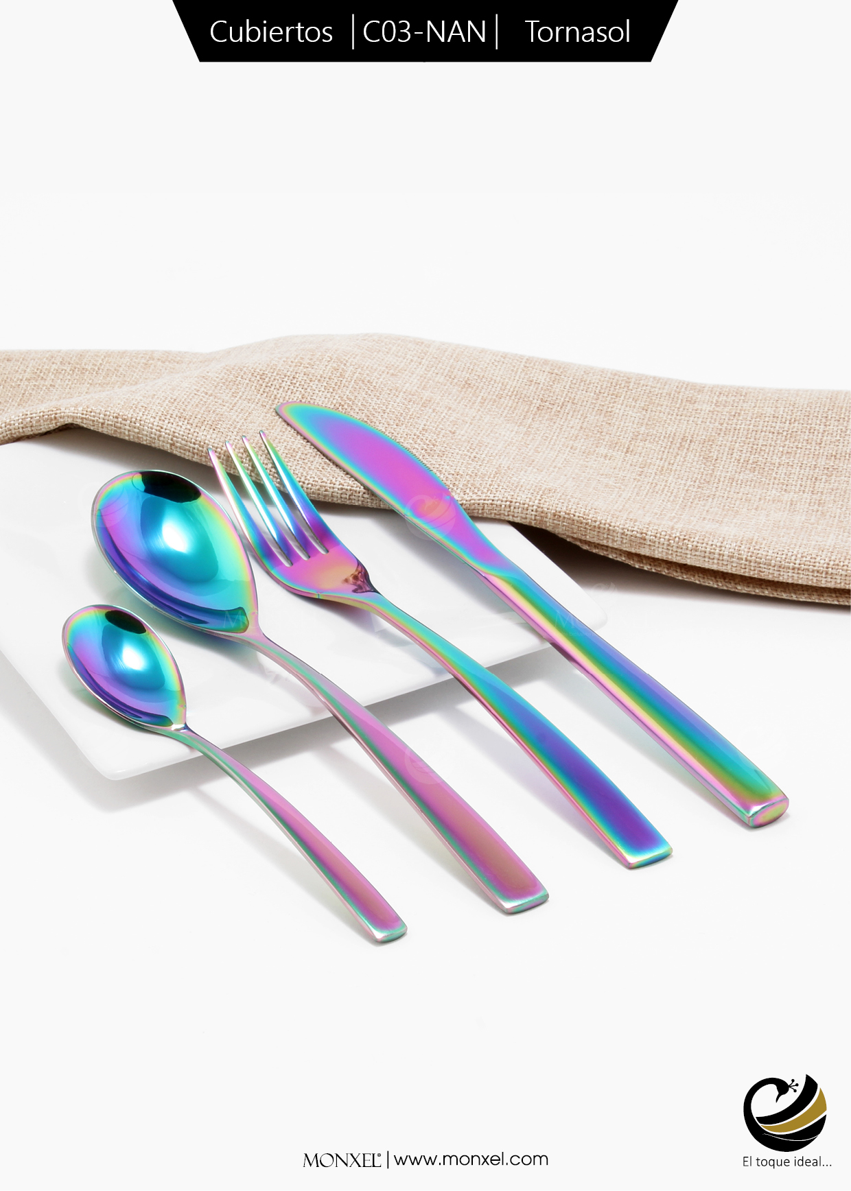 Cubiertos C03-NAN Tornasol Set 4pz (Acero Inoxidable)
