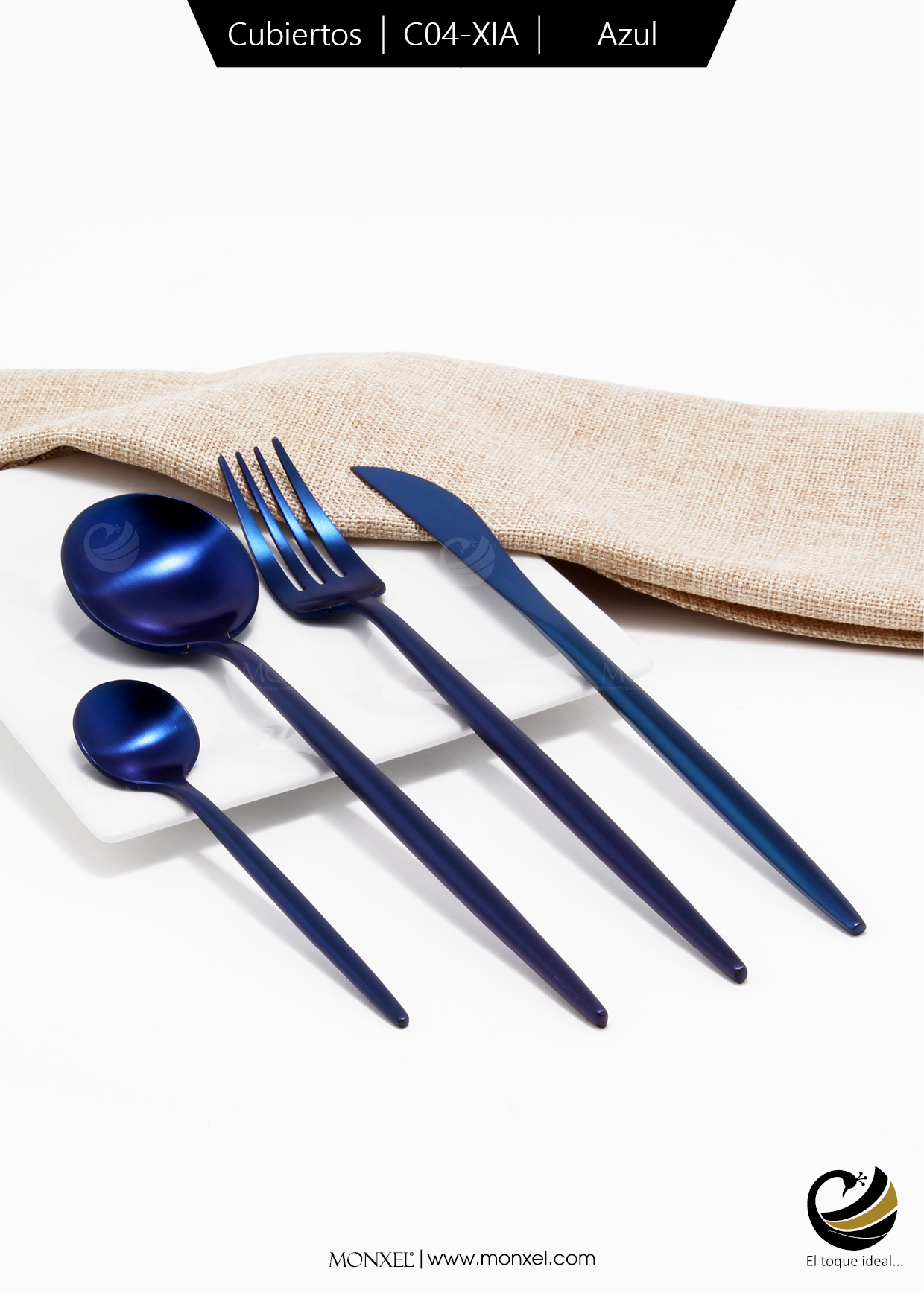 Cubiertos C04-XIA Azul Set 4pz (Acero Inoxidable)