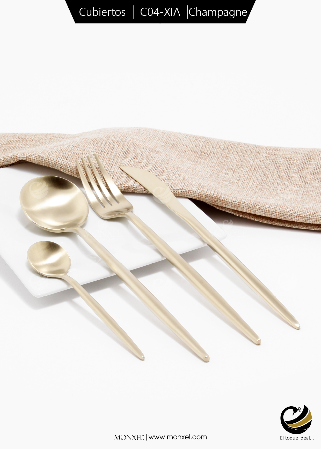 Cubiertos C04-XIA Champagne Set 4pz (Acero Inoxidable)