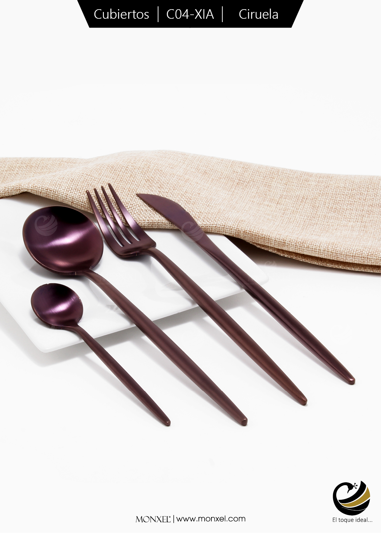 Cubiertos C04-XIA Ciruela Set 4pz (Acero Inoxidable)