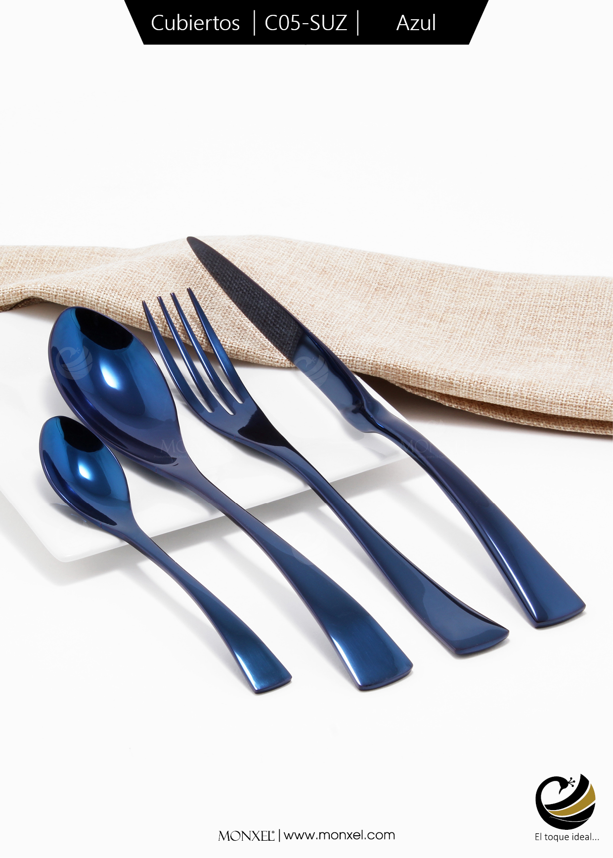 Cubiertos C05-SUZ Azul Set 4pz (Acero Inoxidable)