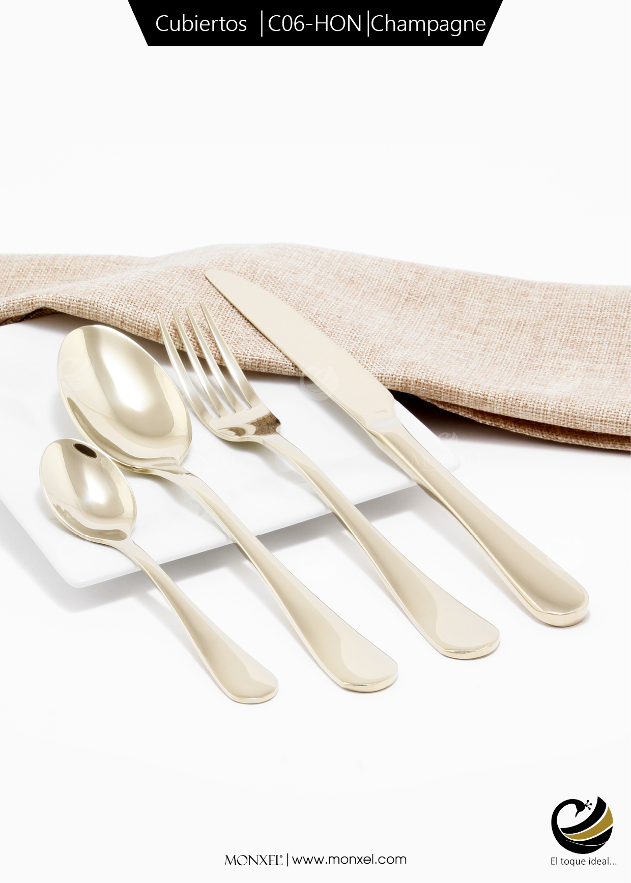 Cubiertos C06-HON Champagne Set 4pz (Acero Inoxidable)