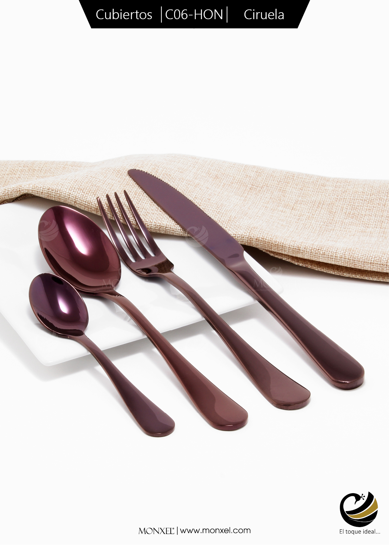Cubiertos C06-HON Ciruela Set 4pz (Acero Inoxidable)