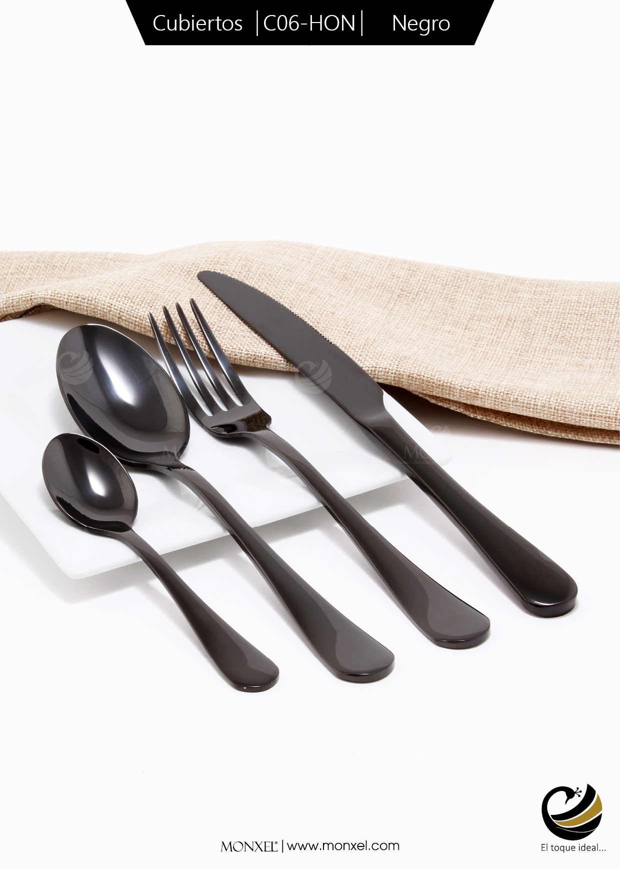 Cubiertos C06-HON Negro Set 4pz (Acero Inoxidable)