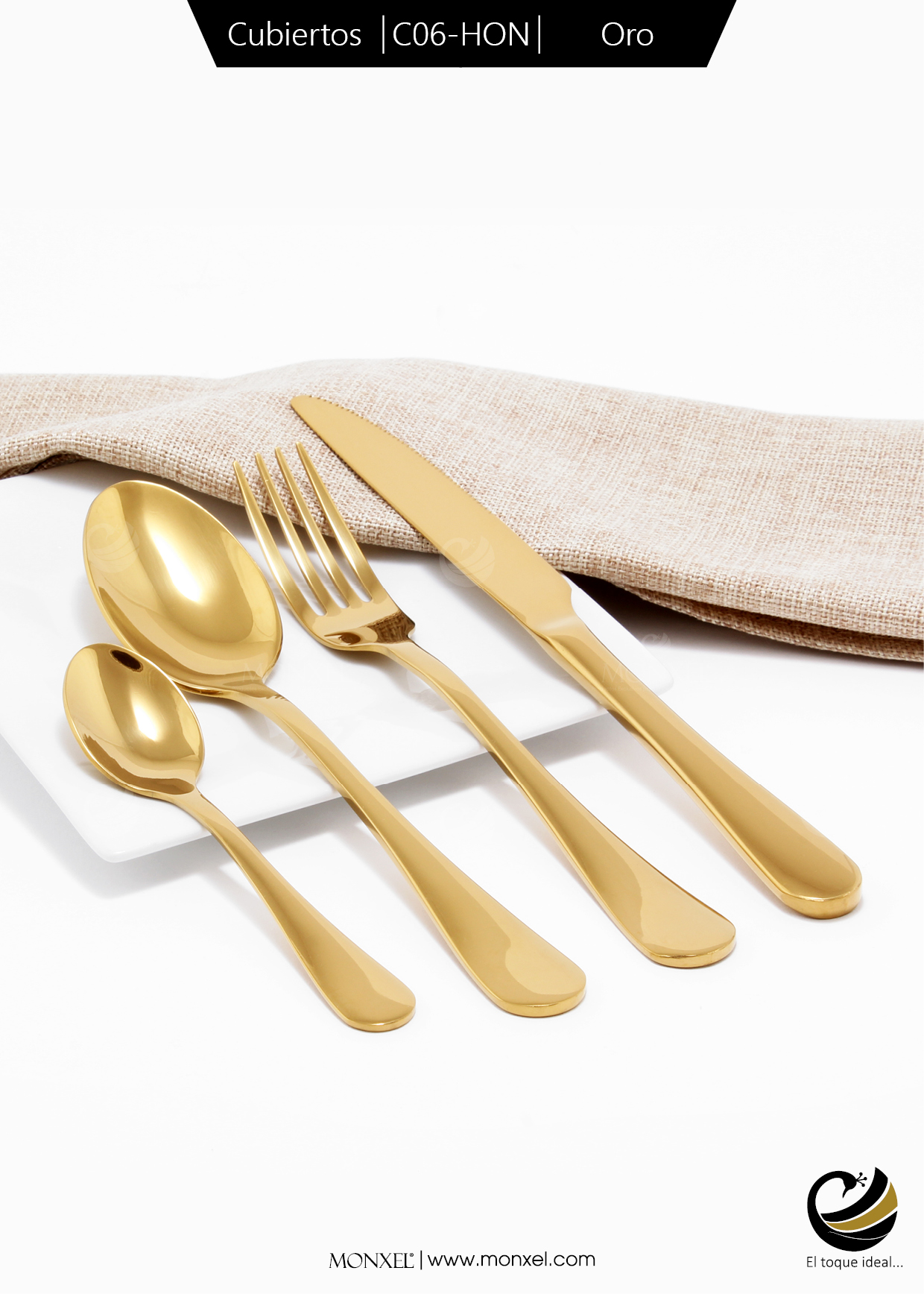 Cubiertos C06-HON Oro Set 4pz (Acero Inoxidable)