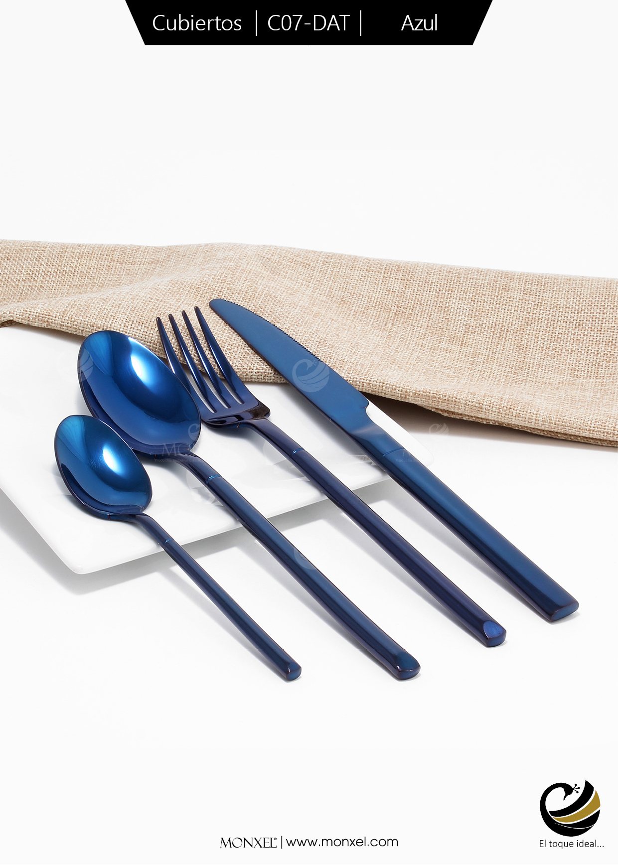 Cubiertos C07-DAT Azul Set 4pz (Acero Inoxidable)