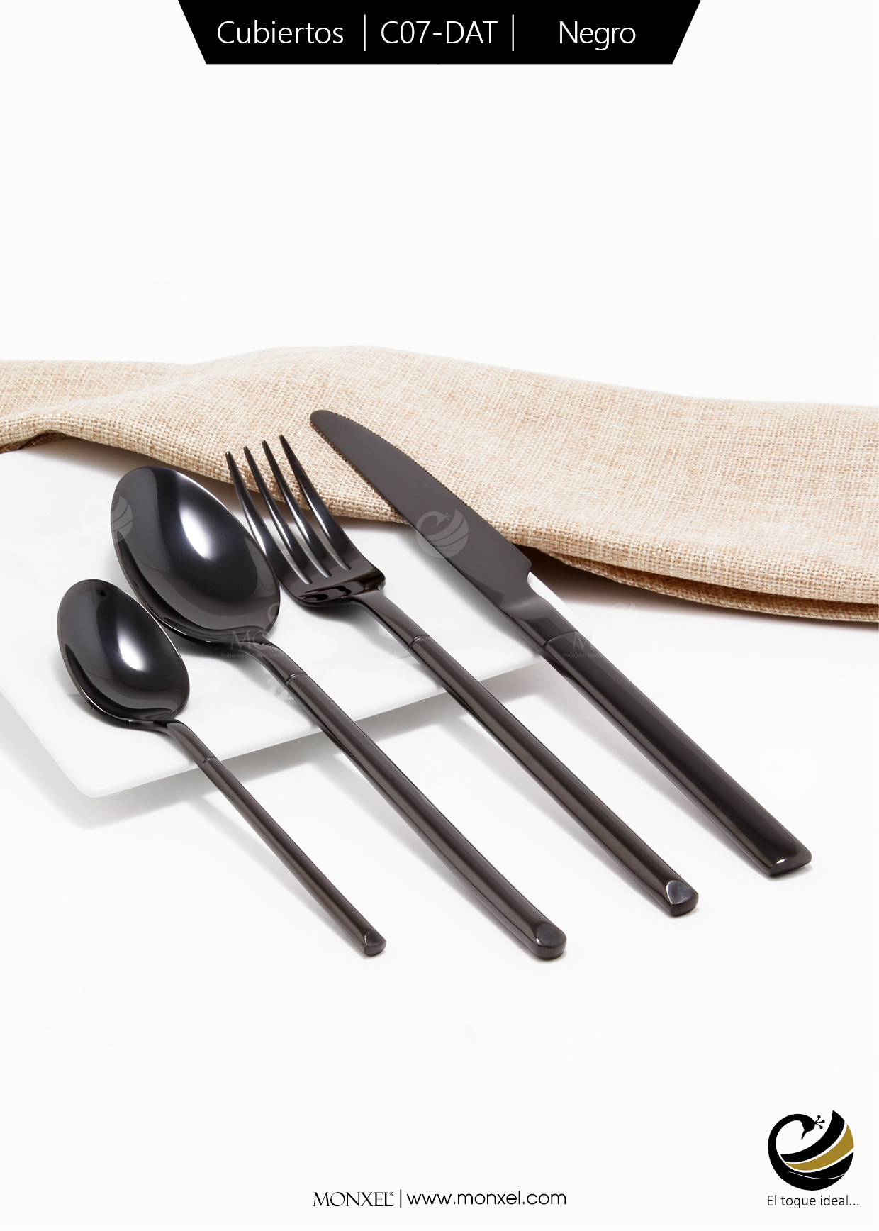 Cubiertos C07-DAT Negro Set 4pz (Acero Inoxidable)