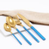 Cubiertos C07-DAT Oro/Azul Set 4pz (Acero Inoxidable)