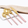 Cubiertos C07-DAT Oro/Rosa Set 4pz (Acero Inoxidable)