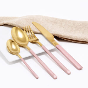 Cubiertos C07-DAT Oro/Rosa Set 4pz (Acero Inoxidable)