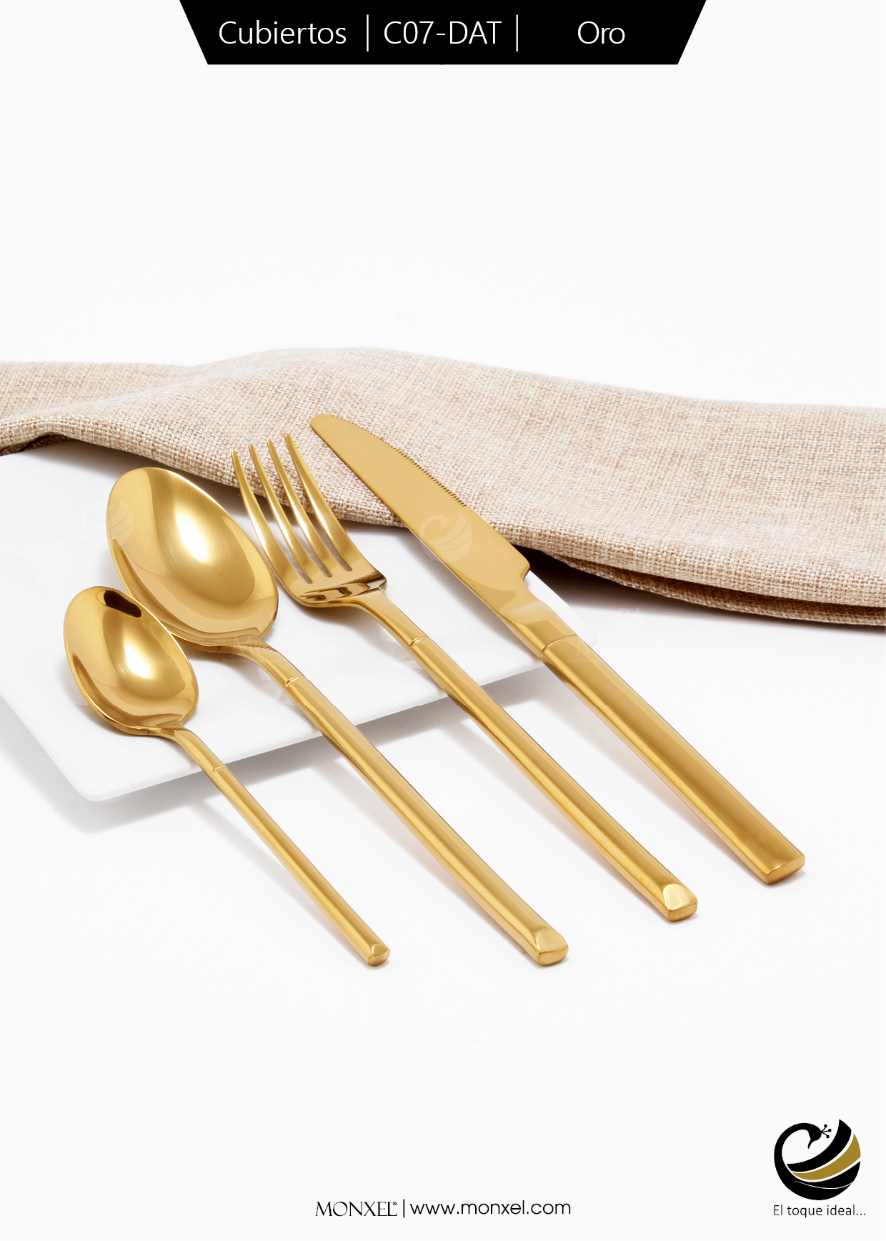 Cubiertos C07-DAT Oro Set 4pz (Acero Inoxidable)