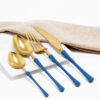 Cubiertos C08-WUX Oro/Azul Set 4pz (Acero Inoxidable)