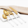 Cubiertos C08-WUX Oro/Blanco Set 4pz (Acero Inoxidable)