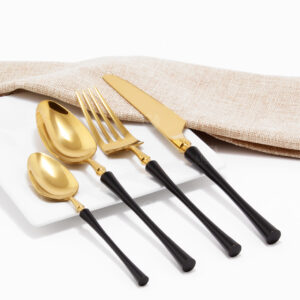 Cubiertos C08-WUX Oro/Negro Set 4pz (Acero Inoxidable) - (125-200)