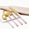 Cubiertos C08-WUX Oro/Rosa Set 4pz (Acero Inoxidable)