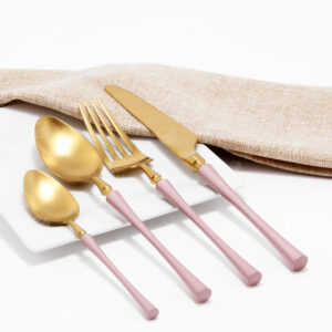 Cubiertos C08-WUX Oro/Rosa Set 4pz (Acero Inoxidable)