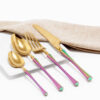 Cubiertos C08-WUX Oro/Tornasol Set 4pz (Acero Inoxidable)