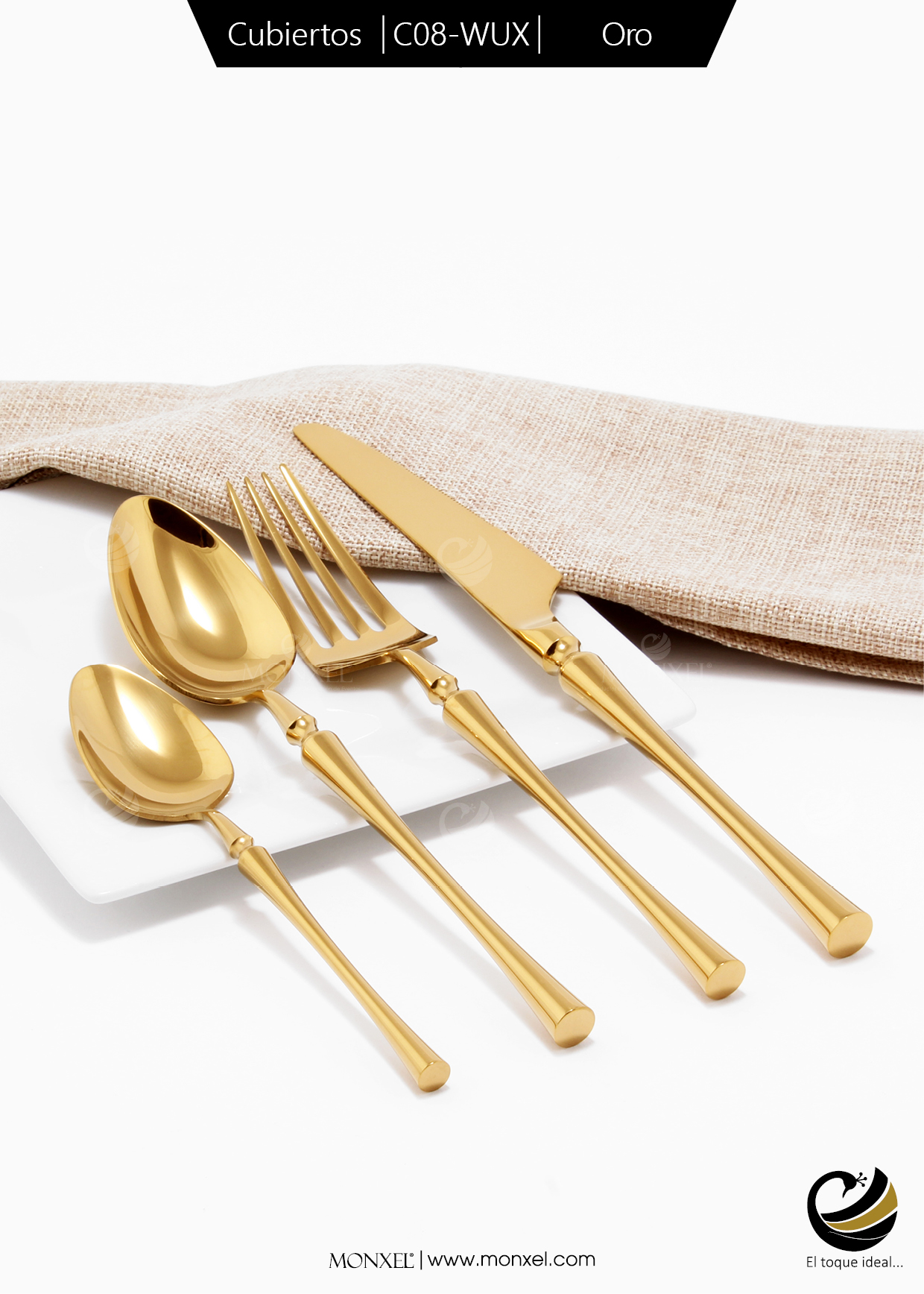 Cubiertos C08-WUX Oro Set 4pz (Acero Inoxidable)