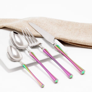 Cubiertos C08-WUX Plata/Tornasol Set 4pz (Acero Inoxidable)