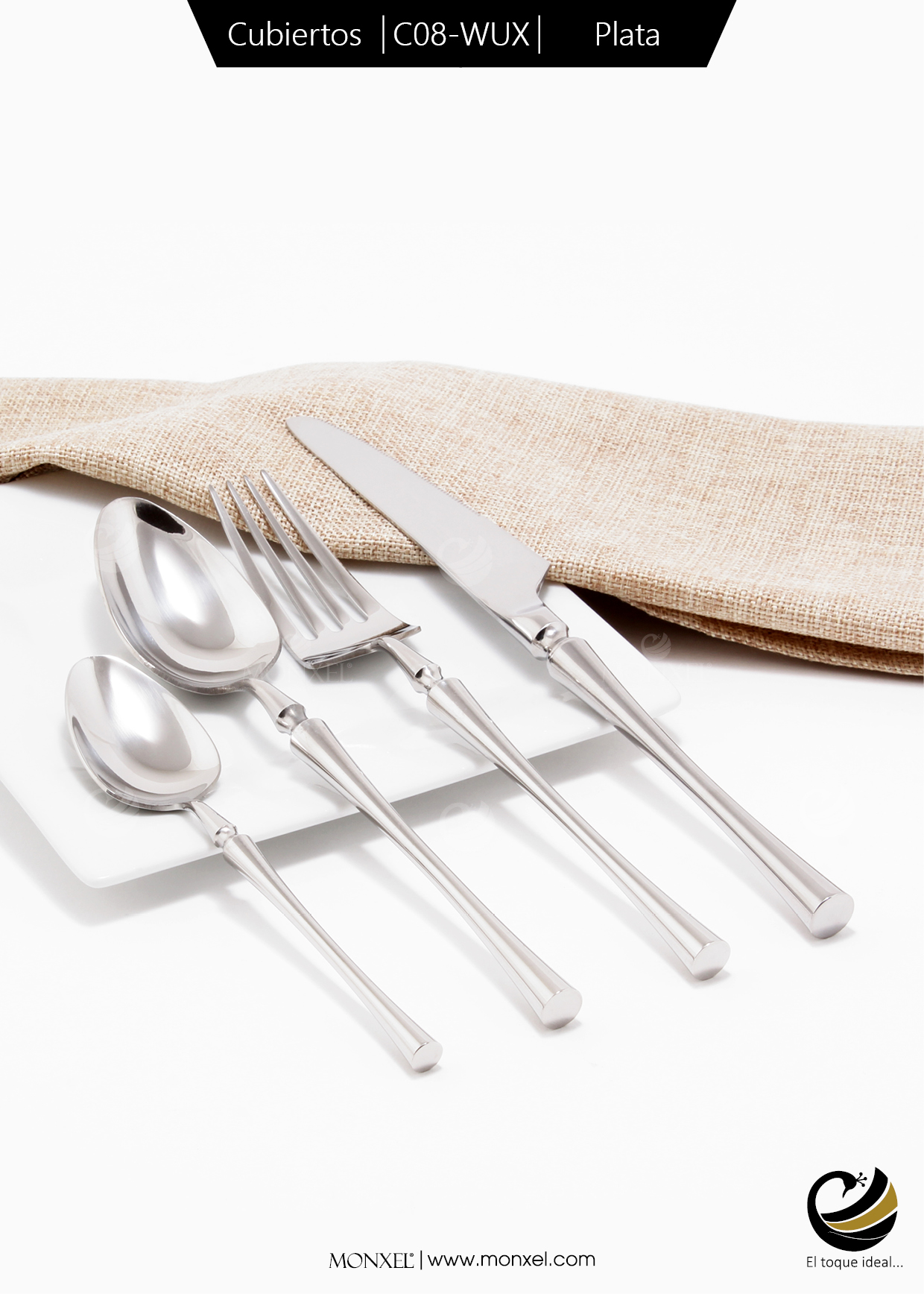 Cubiertos C08-WUX Plata Set 4pz (Acero Inoxidable)