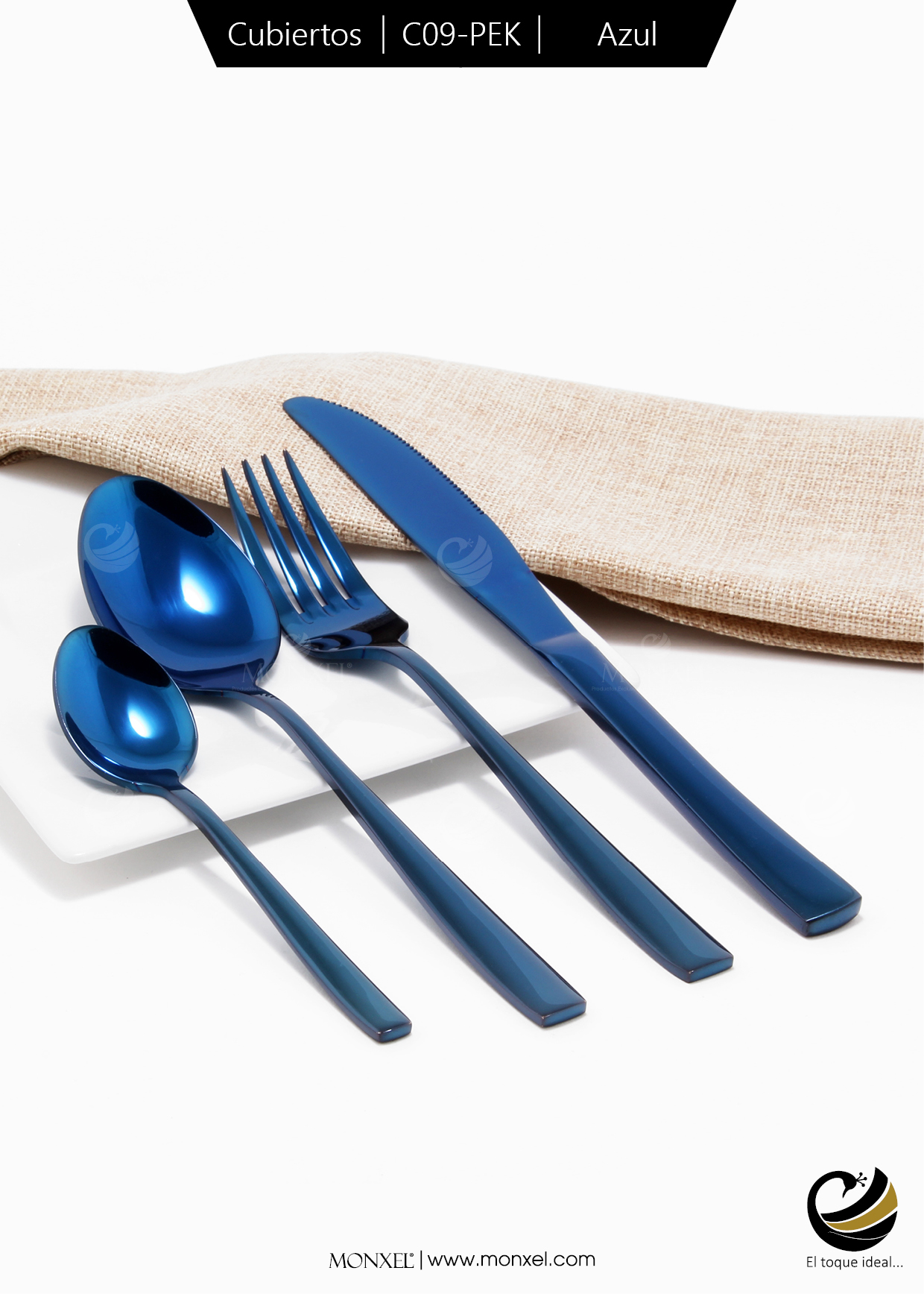 Cubiertos C09-PEK Azul Set 4pz (Acero Inoxidable)