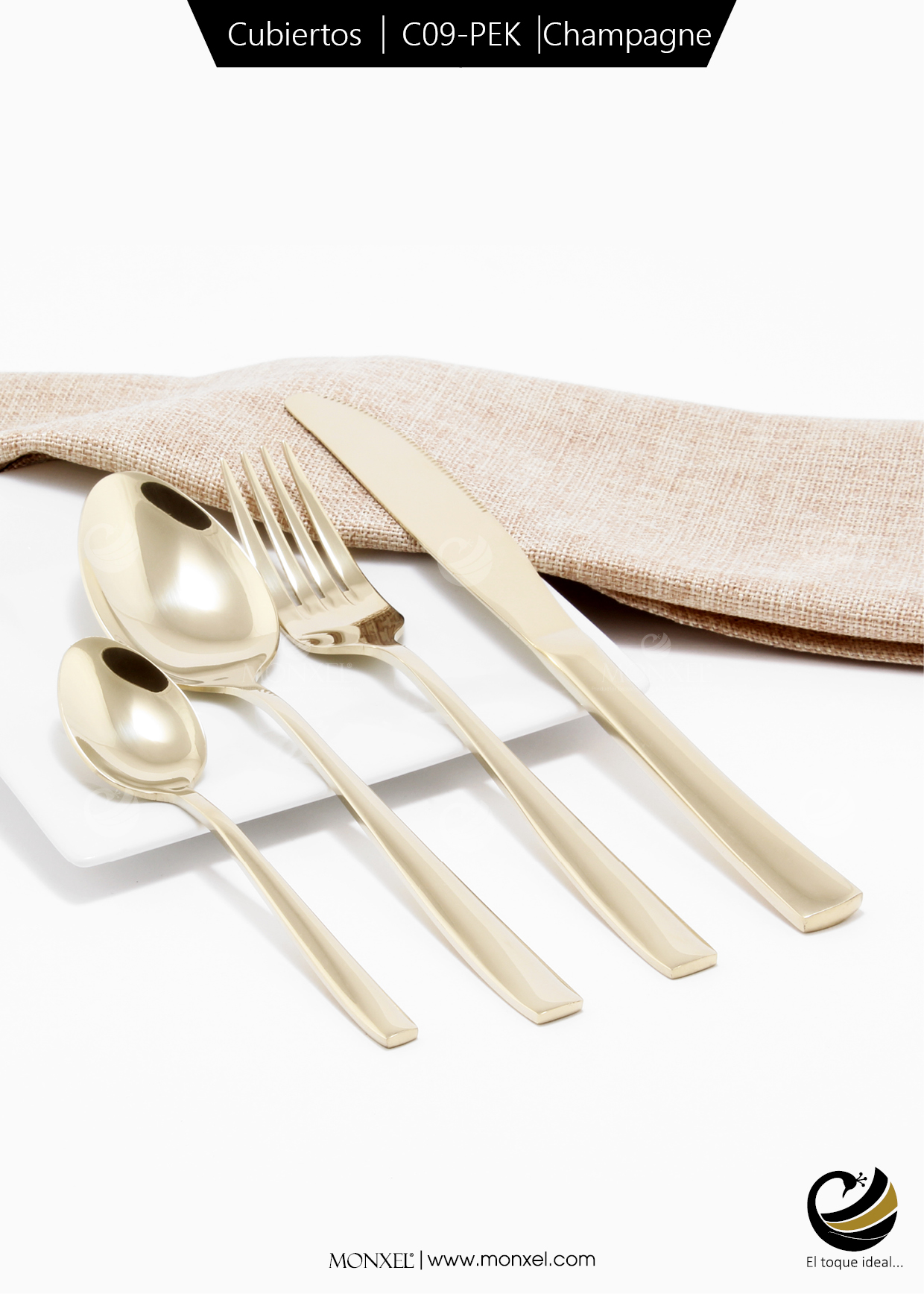 Cubiertos C09-PEK Champagne Set 4pz (Acero Inoxidable)