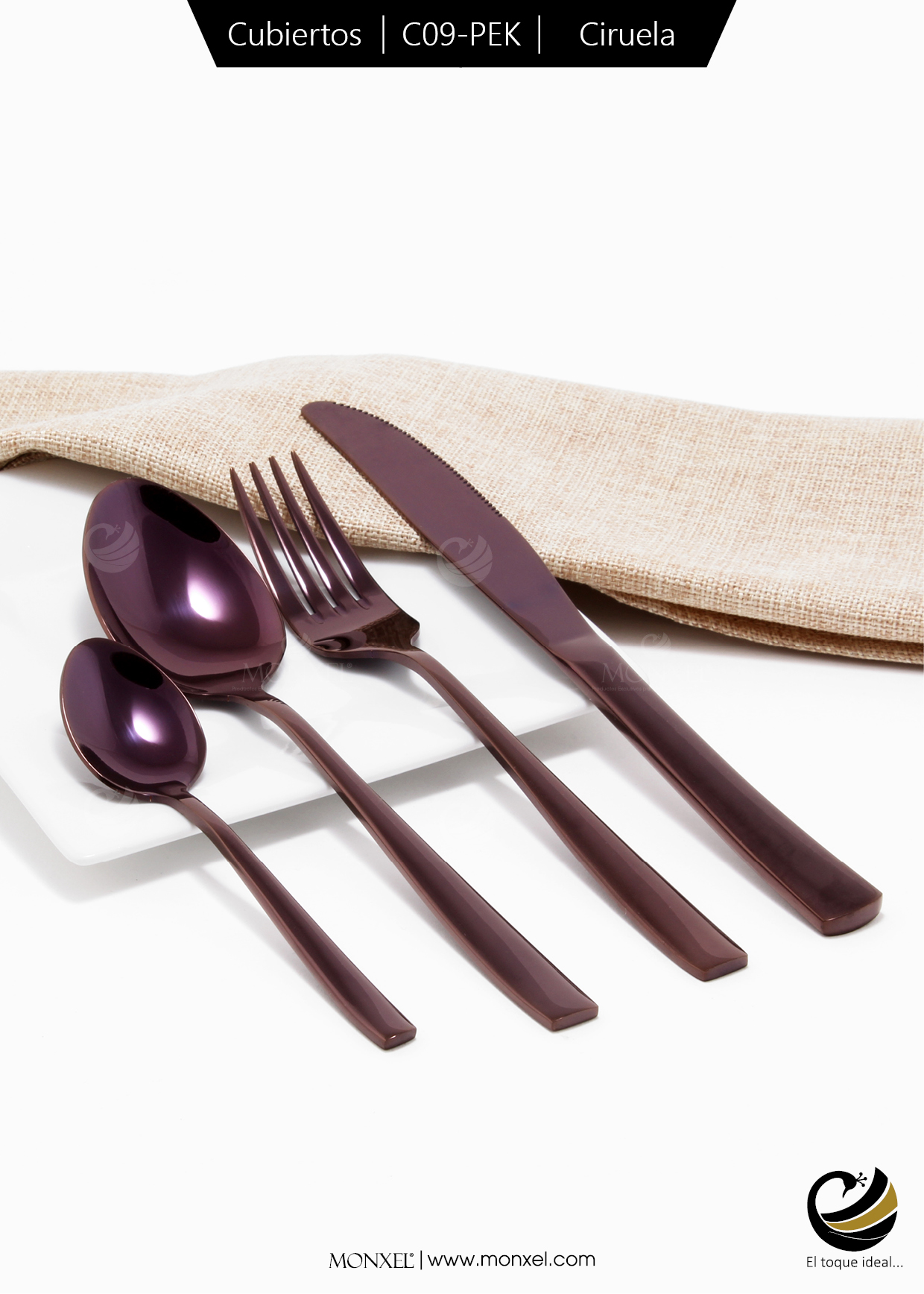 Cubiertos C09-PEK Ciruela Set 4pz (Acero Inoxidable)