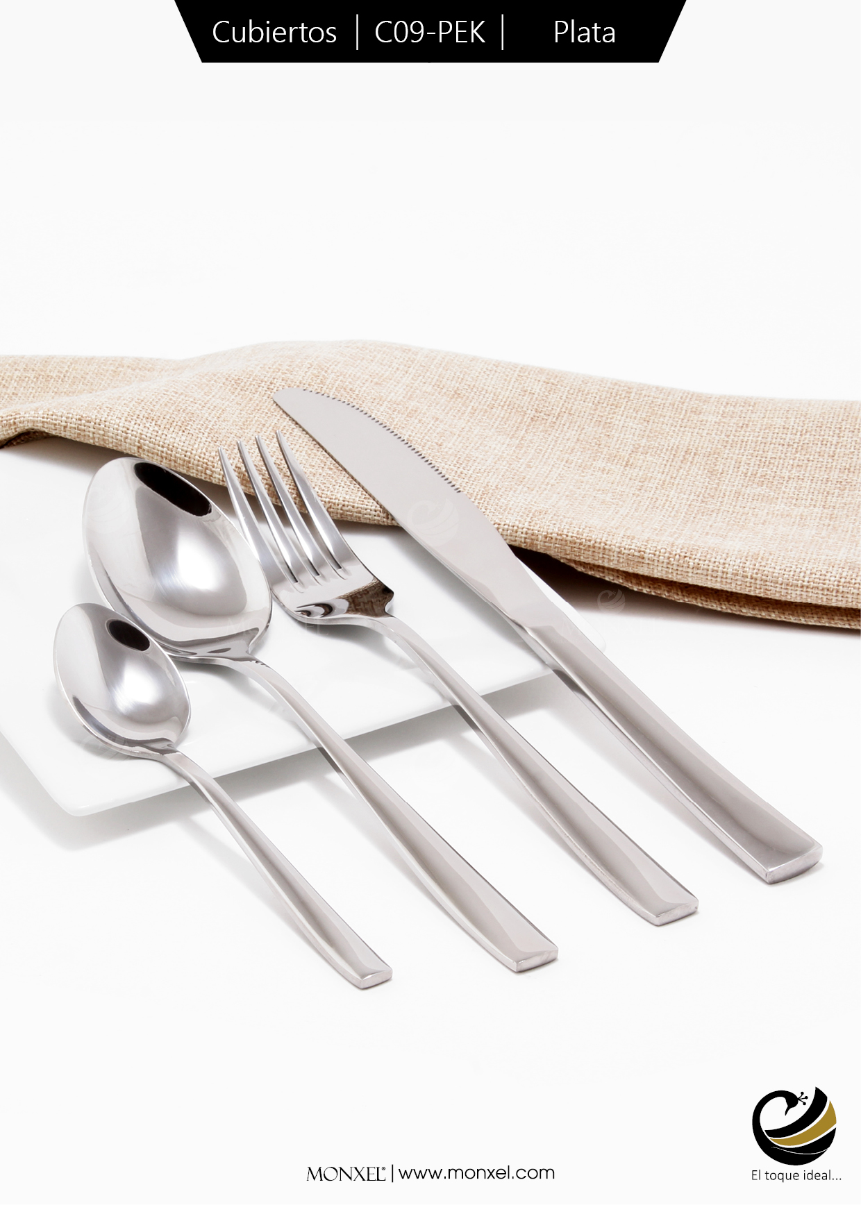 Cubiertos C09-PEK Plata Set 4pz (Acero Inoxidable)
