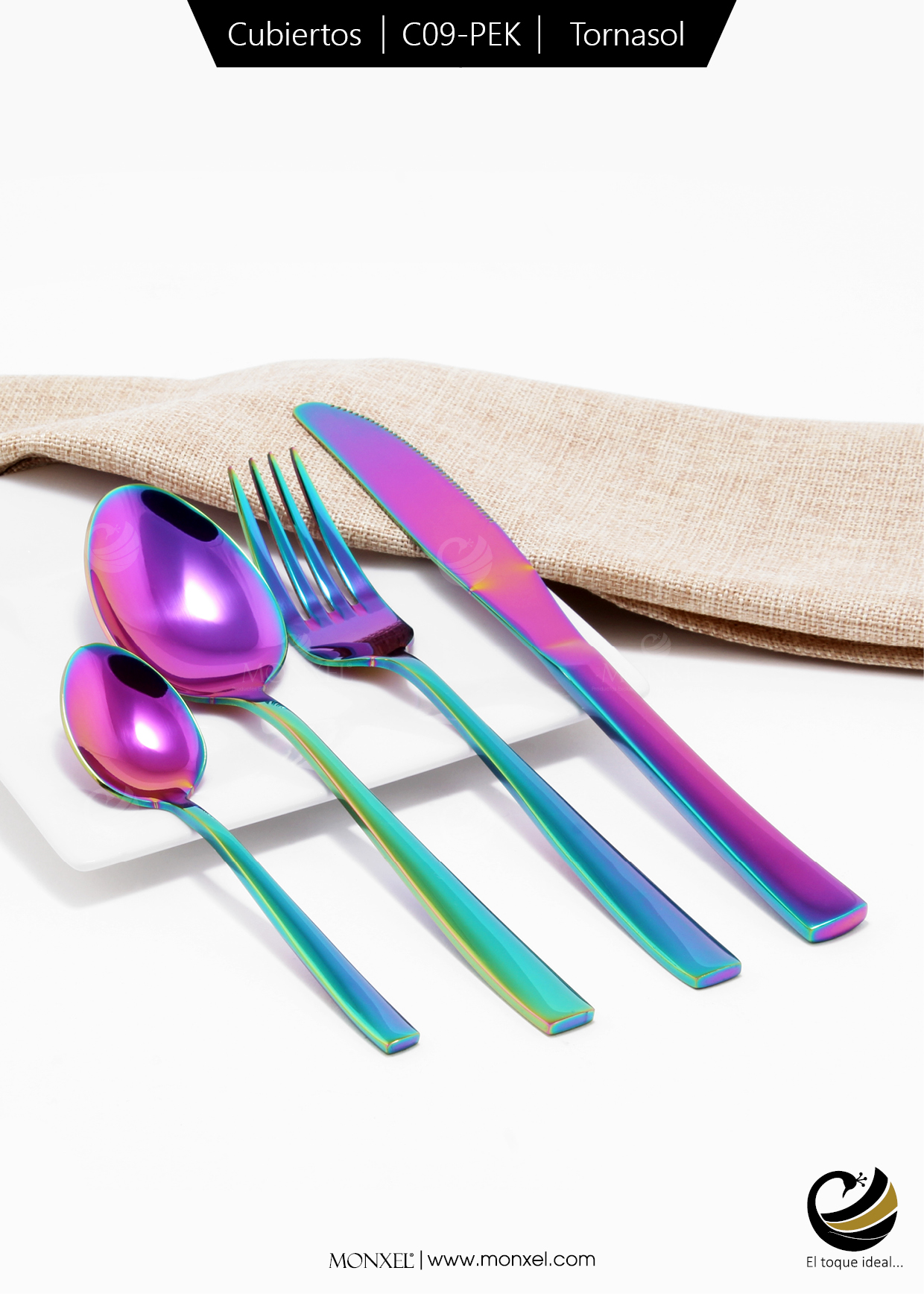 Cubiertos C09-PEK Tornasol Set 4pz (Acero Inoxidable)