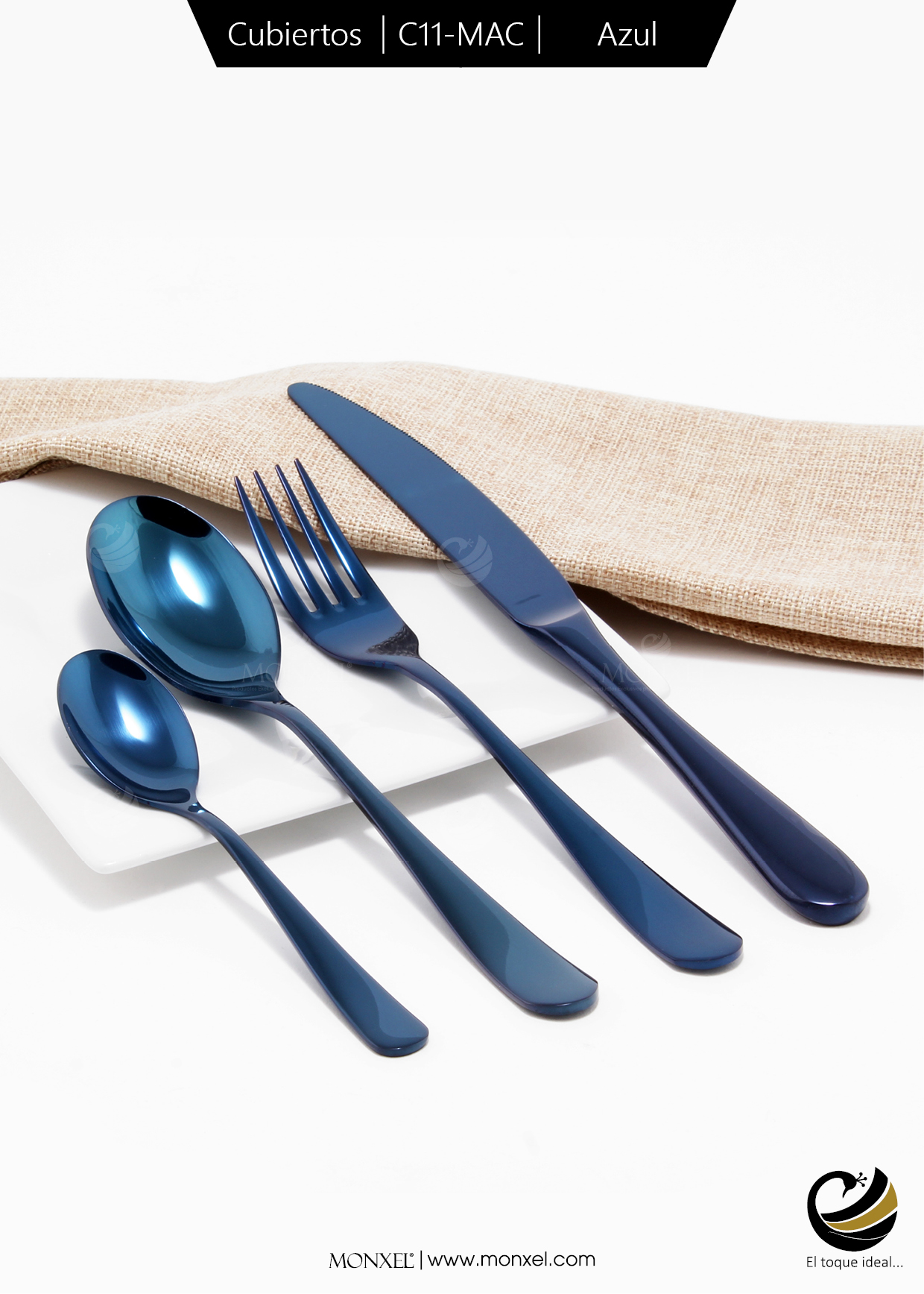 Cubiertos C11-MAC Azul Set 4pz (Acero Inoxidable)