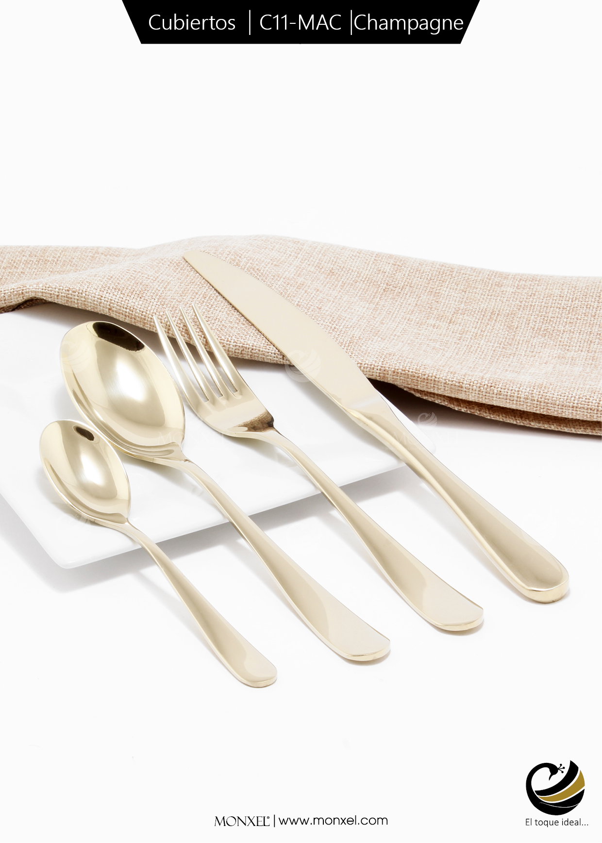 Cubiertos C11-MAC Champagne Set 4pz (Acero Inoxidable)
