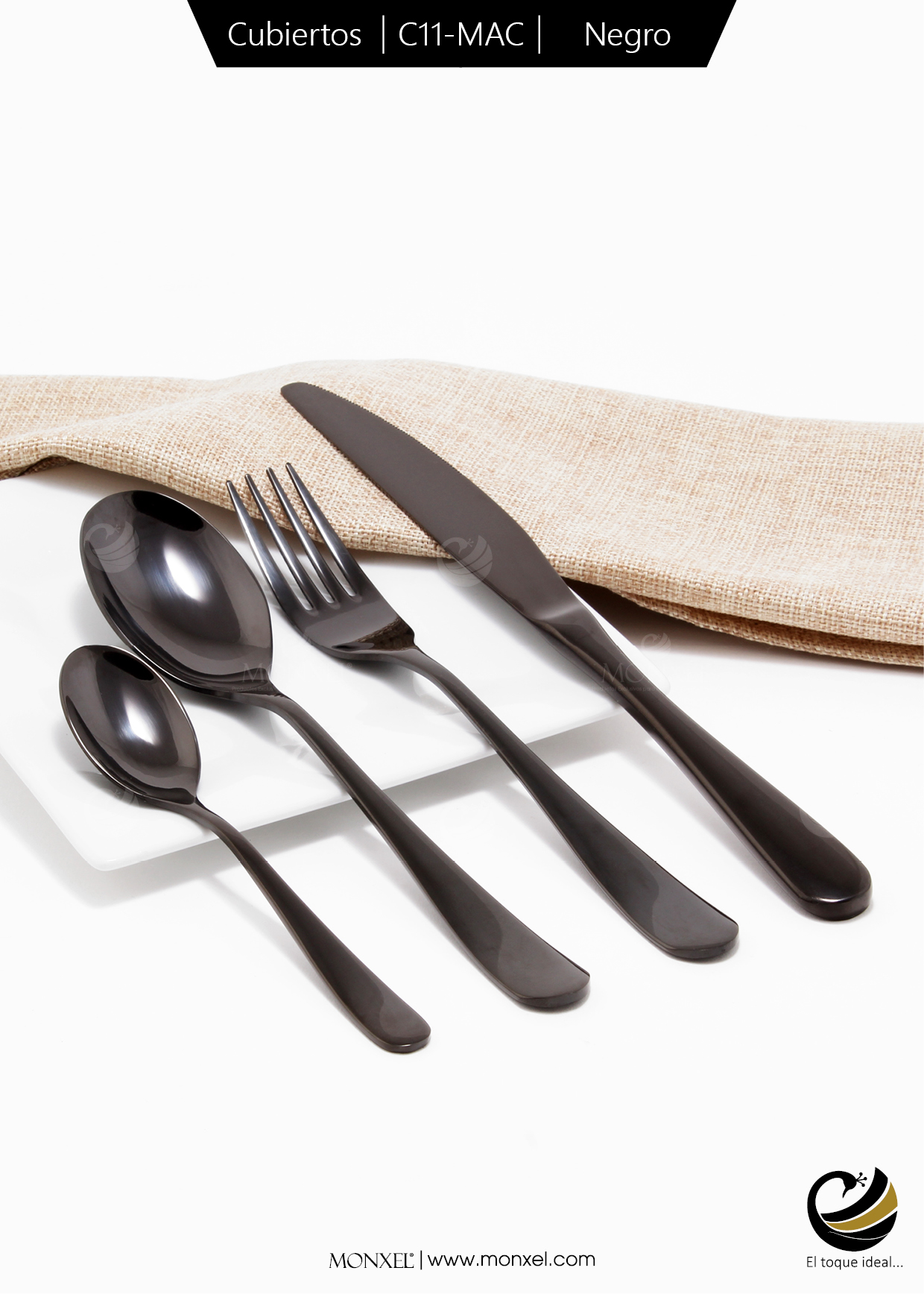 Cubiertos C11-MAC Negro Set 4pz (Acero Inoxidable)