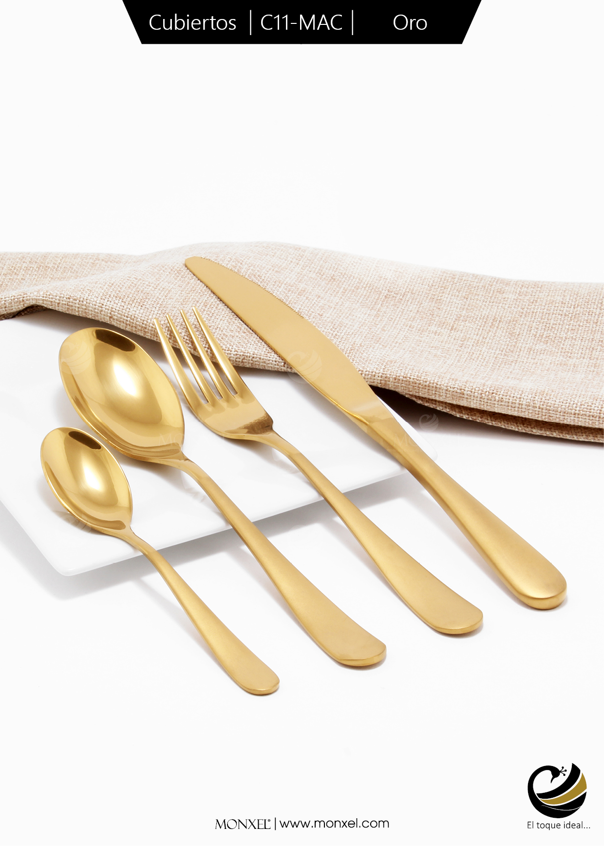 Cubiertos C11-MAC Oro Set 4pz (Acero Inoxidable)