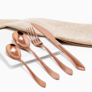 Cubiertos C12-KUN Rosa Oro Set 4pz (Acero Inoxidable)