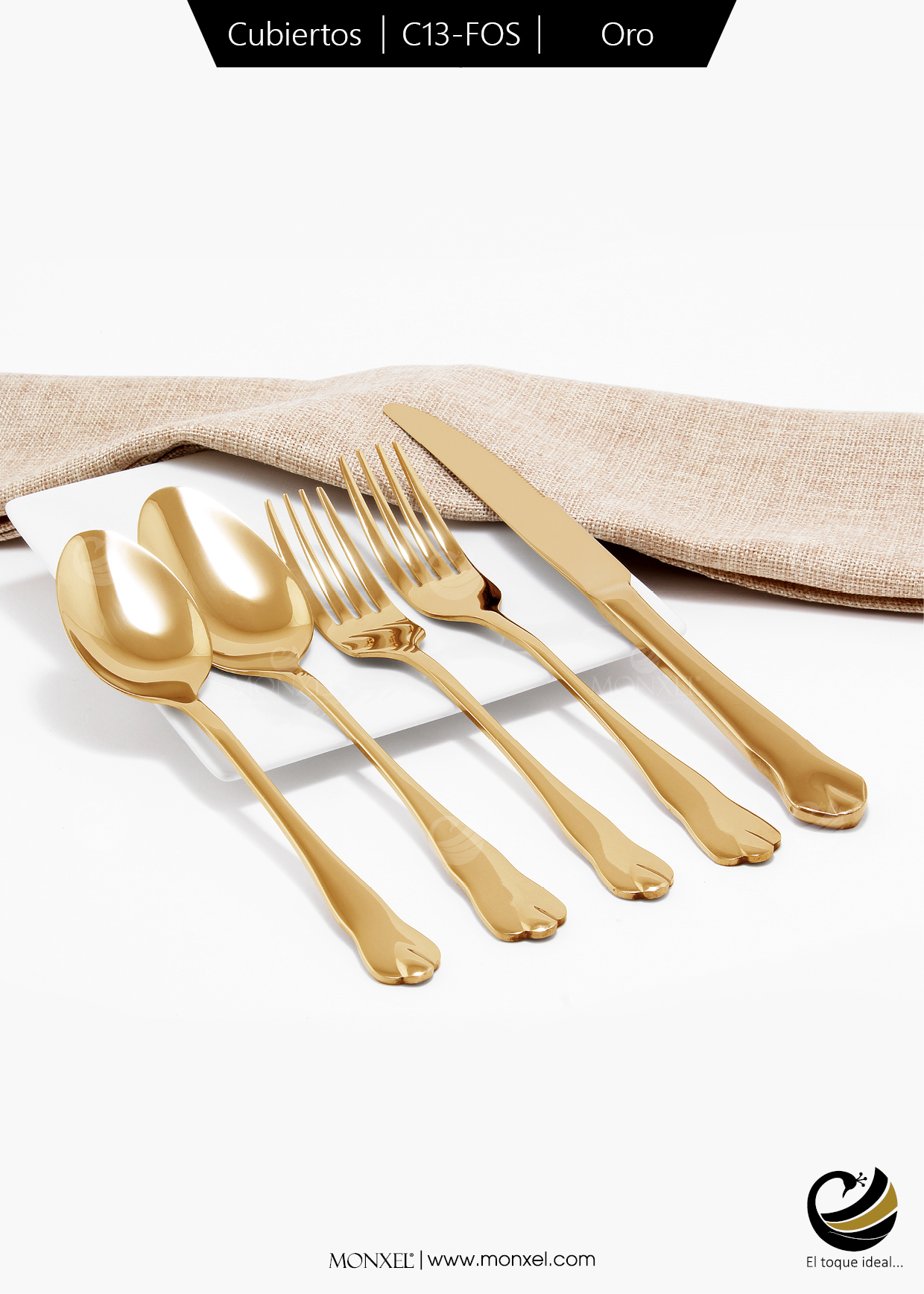 Cubiertos C13-FOS Oro Set 5pz (Acero Inoxidable)