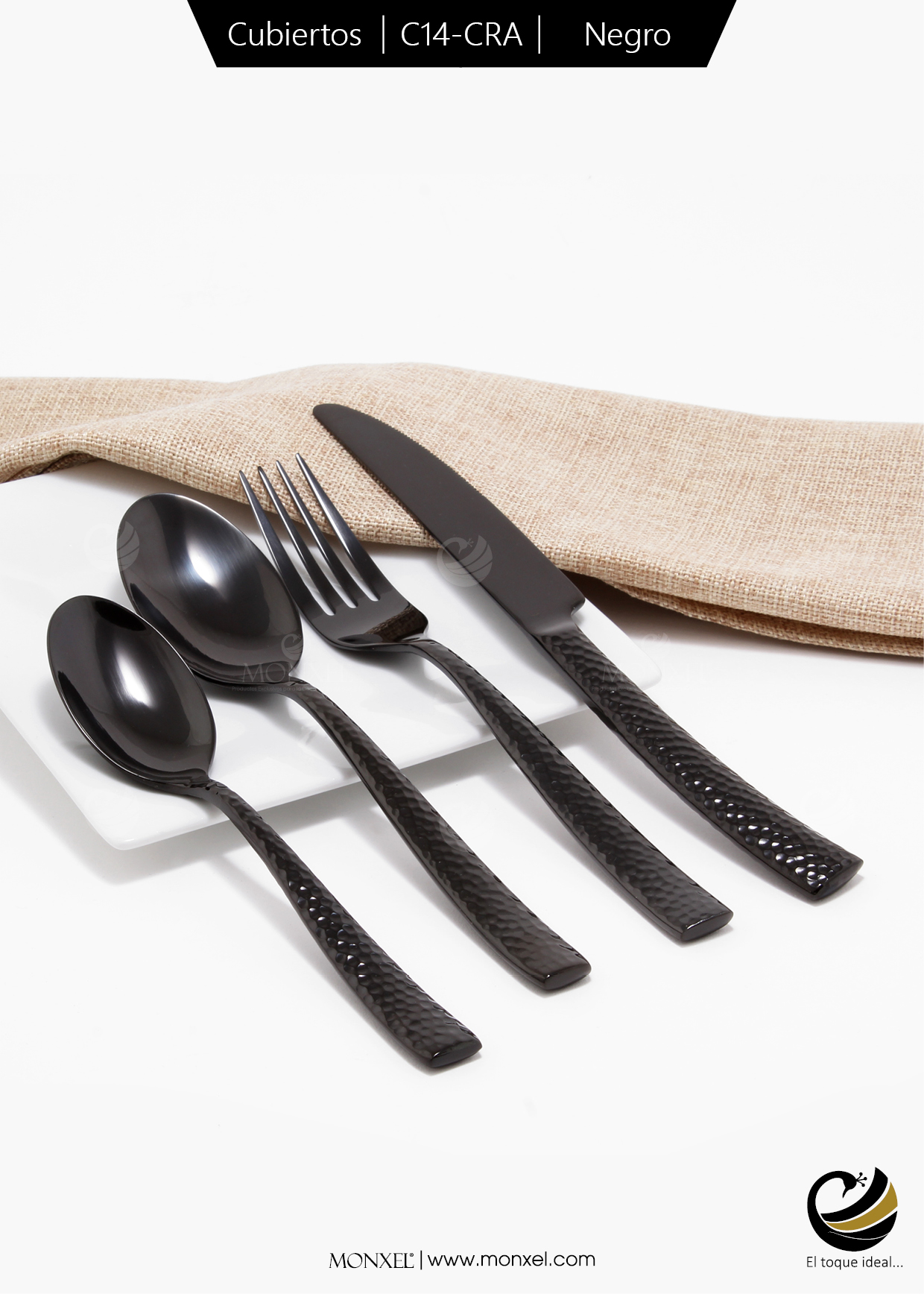 Cubiertos C14-CRA Negro Set 4pz (Acero Inoxidable)