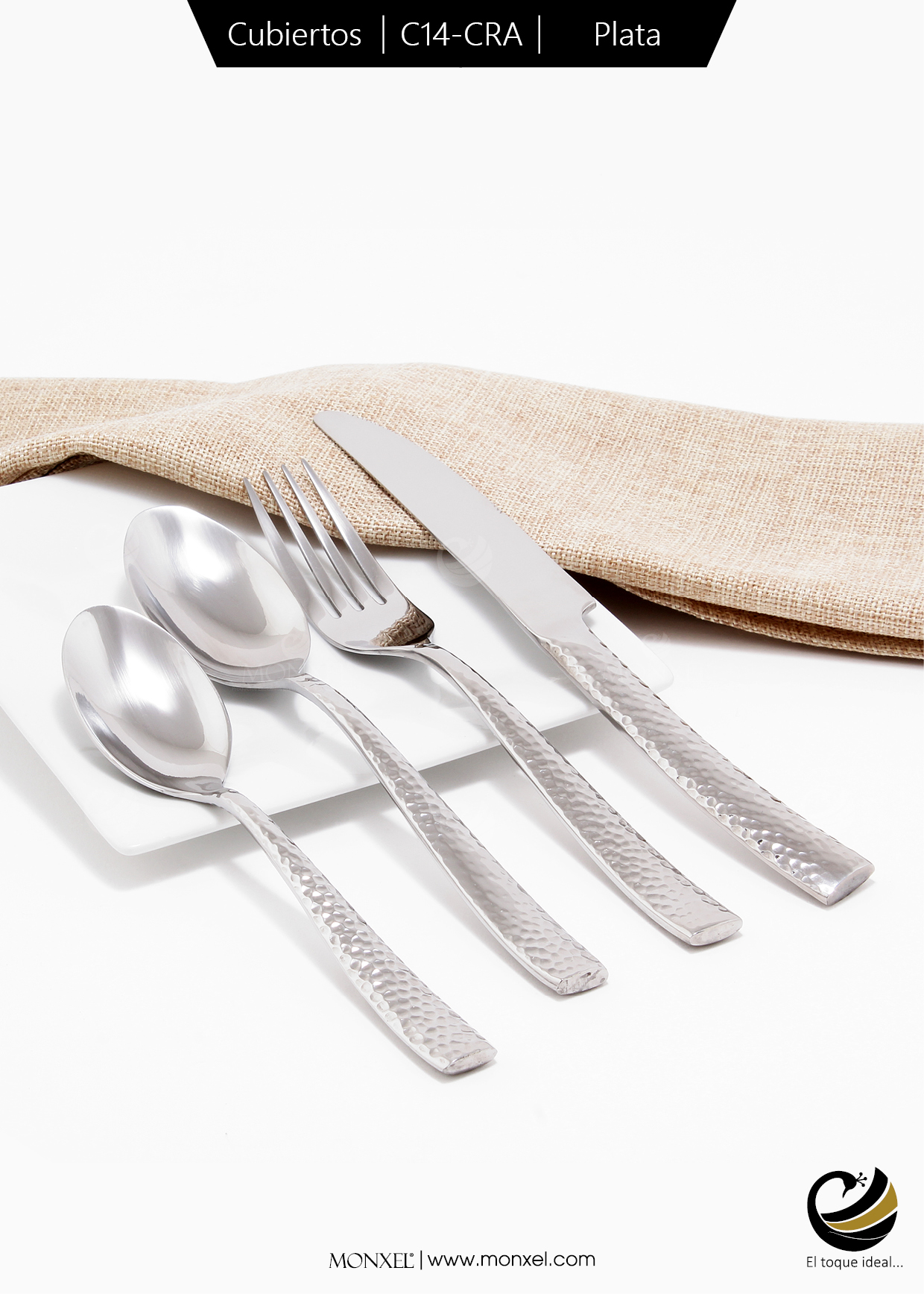 Cubiertos C14-CRA Plata Set 4pz (Acero Inoxidable)