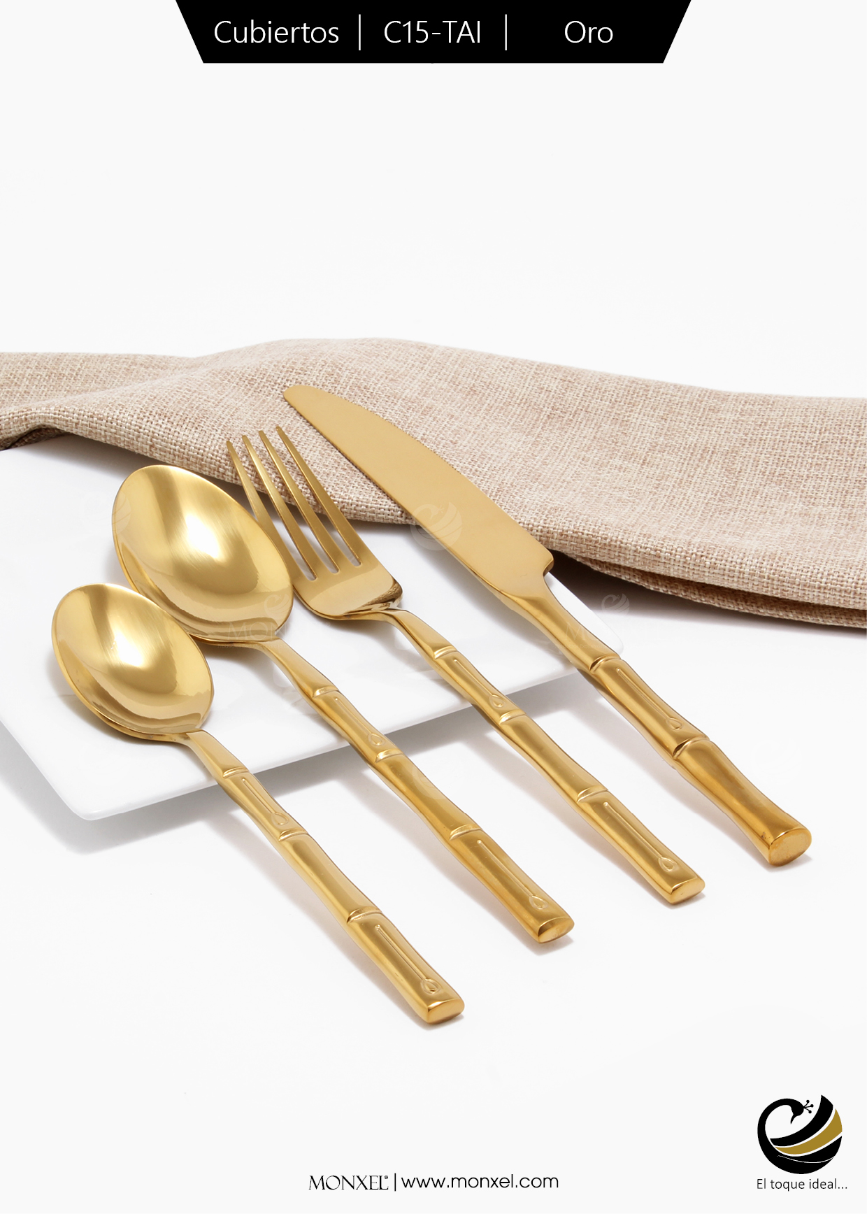 Cubiertos C15-TAI Oro Set 4pz (Acero Inoxidable)
