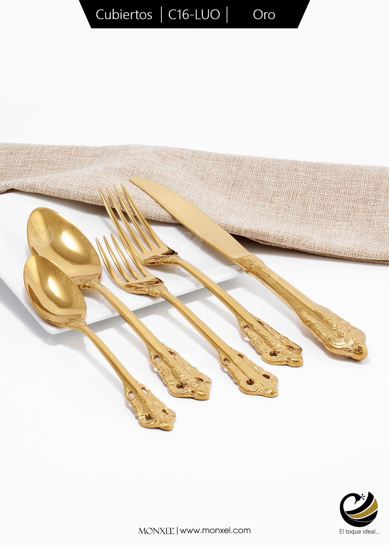 Cubiertos C16-LUO Oro Set 5pz (Acero Inoxidable)