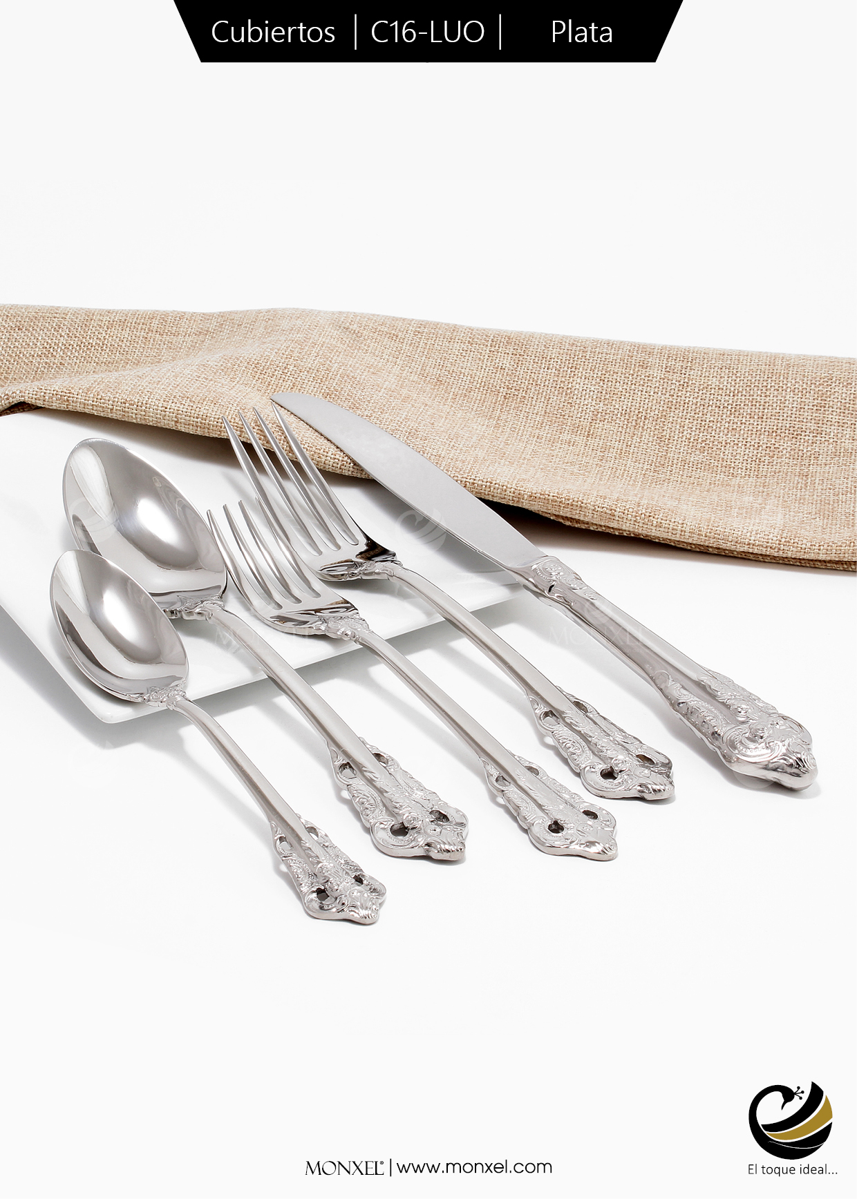 Cubiertos C16-LUO Plata Set 5pz (Acero Inoxidable)