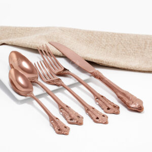 Cubiertos C16-LUO Rosa Oro Set 5pz (Acero Inoxidable)