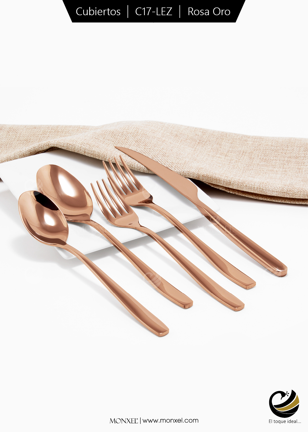 Cubiertos C17-LEZ Rosa Oro Set 5pz (Acero Inoxidable)