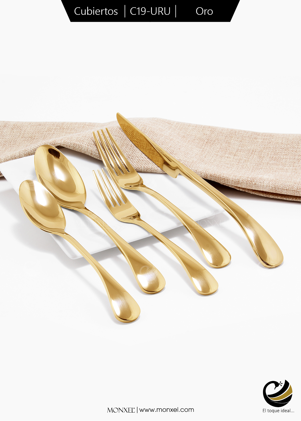 Cubiertos C19-URU Oro Set 5pz (Acero Inoxidable)