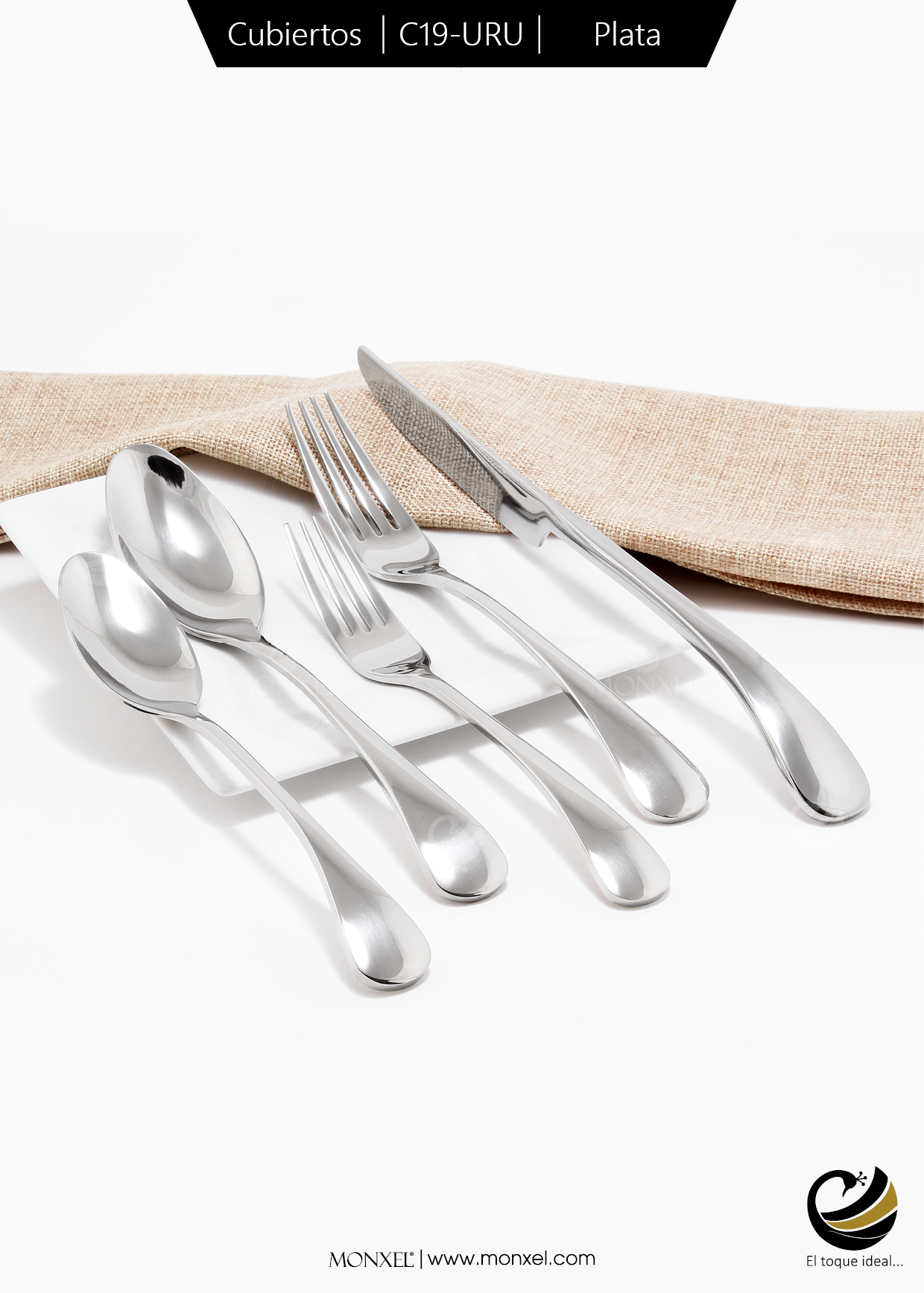 Cubiertos C19-URU Plata Set 5pz (Acero Inoxidable)