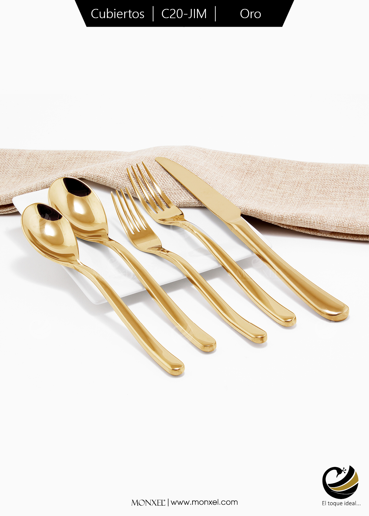 Cubiertos C20-JIM Oro Set 5pz (Acero Inoxidable)