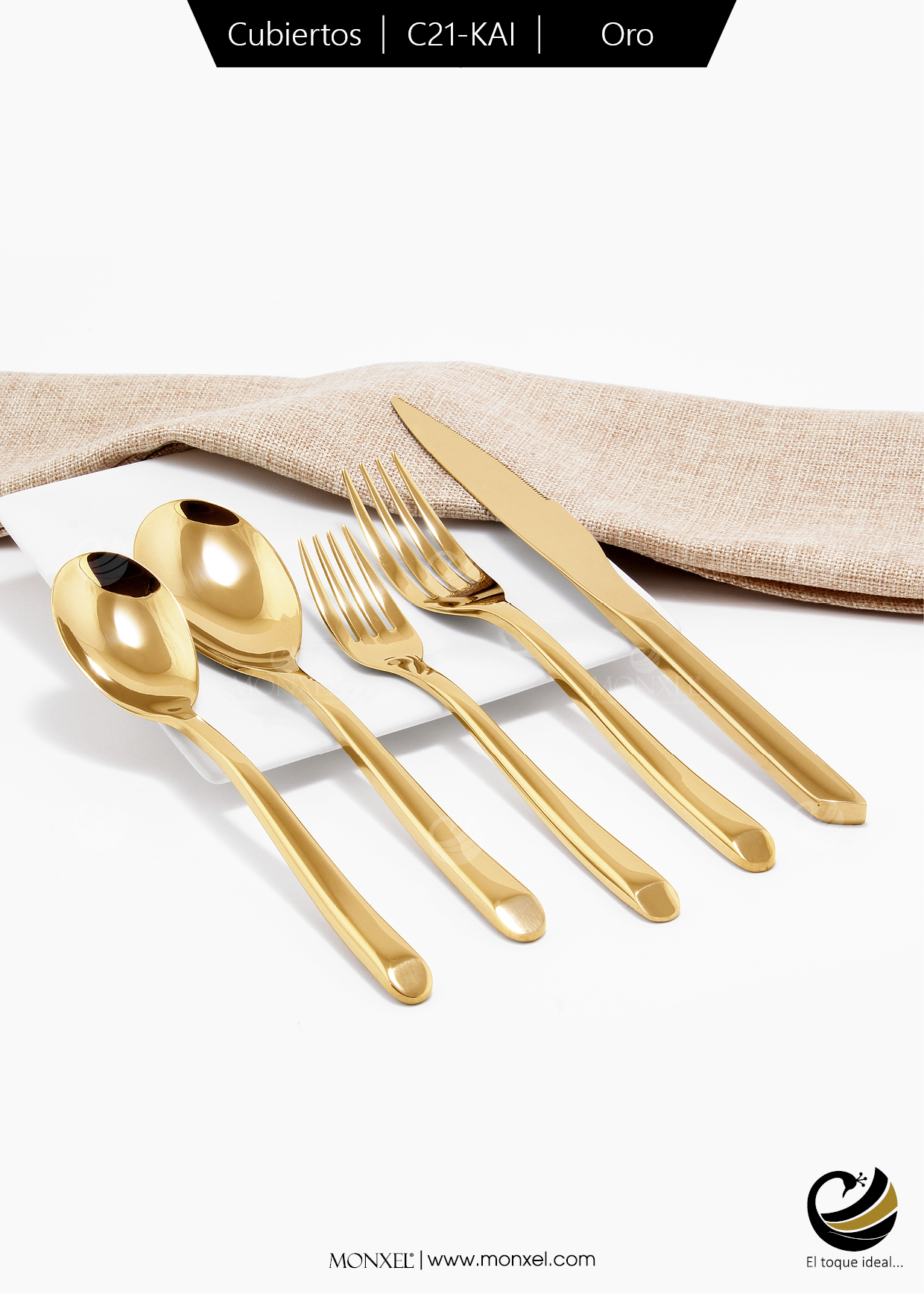 Cubiertos C21-CAI Oro Set 5pz (Acero Inoxidable)