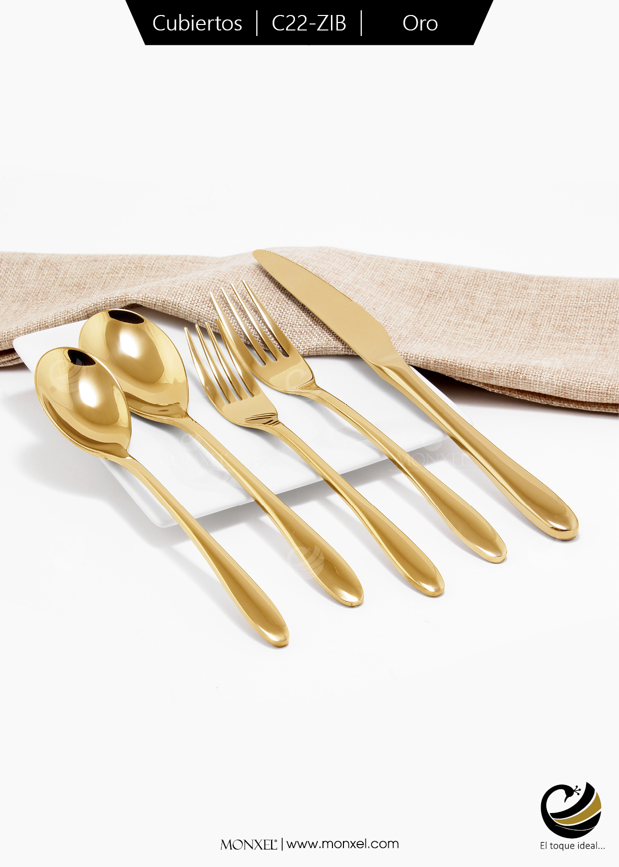 Cubiertos C22-ZIB Oro Set 5pz (Acero Inoxidable)