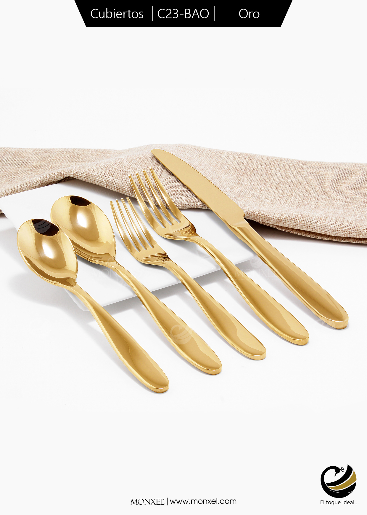 Cubiertos C23-BAO Oro Set 5pz (Acero Inoxidable)