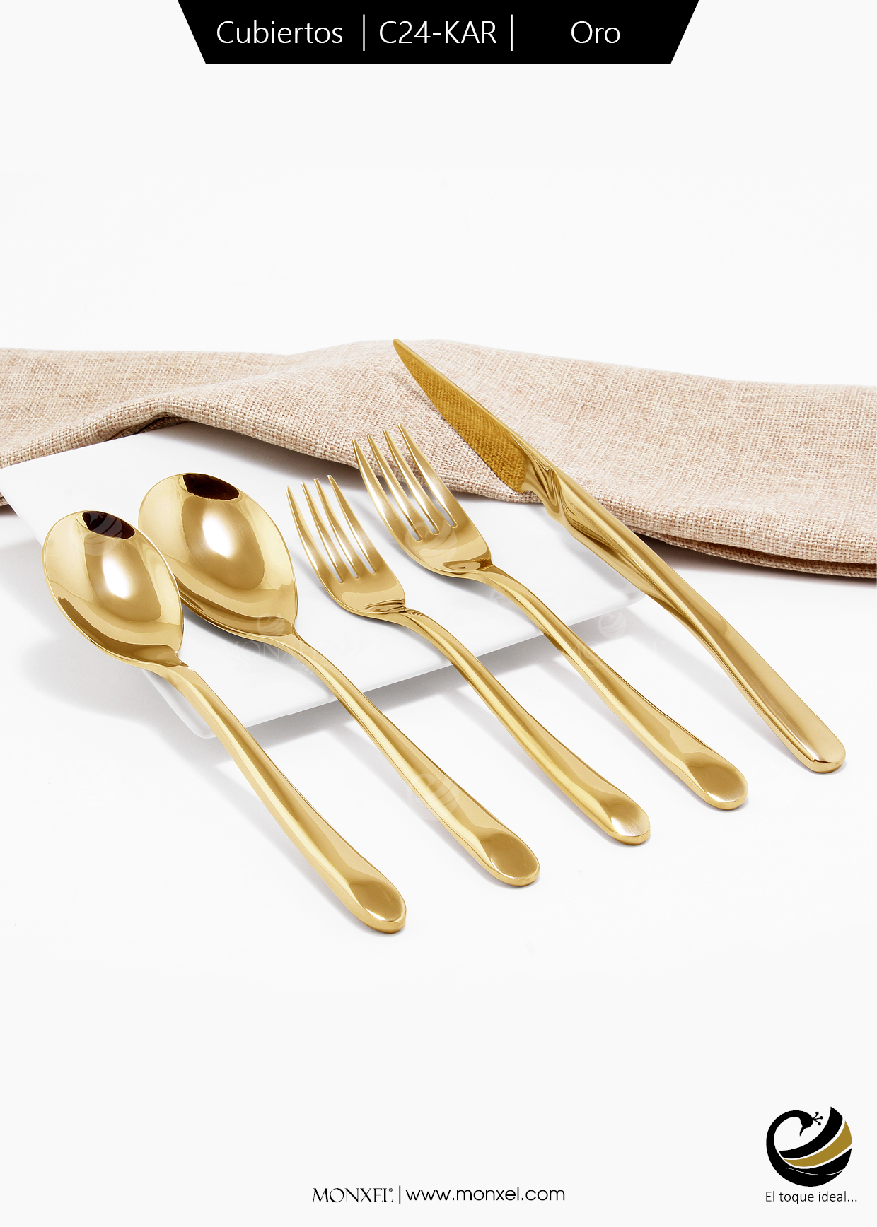 Cubiertos C24-KAR Oro Set 5pz (Acero Inoxidable)