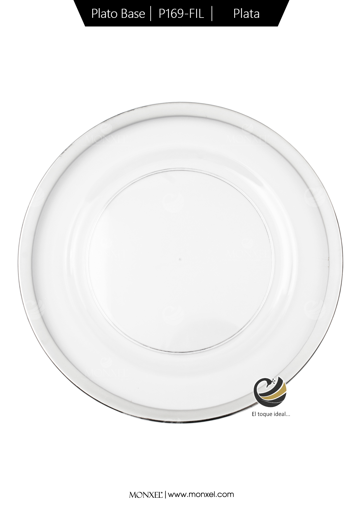 Plato Base P169-FIL Plata 33 cm. (Acrílico)